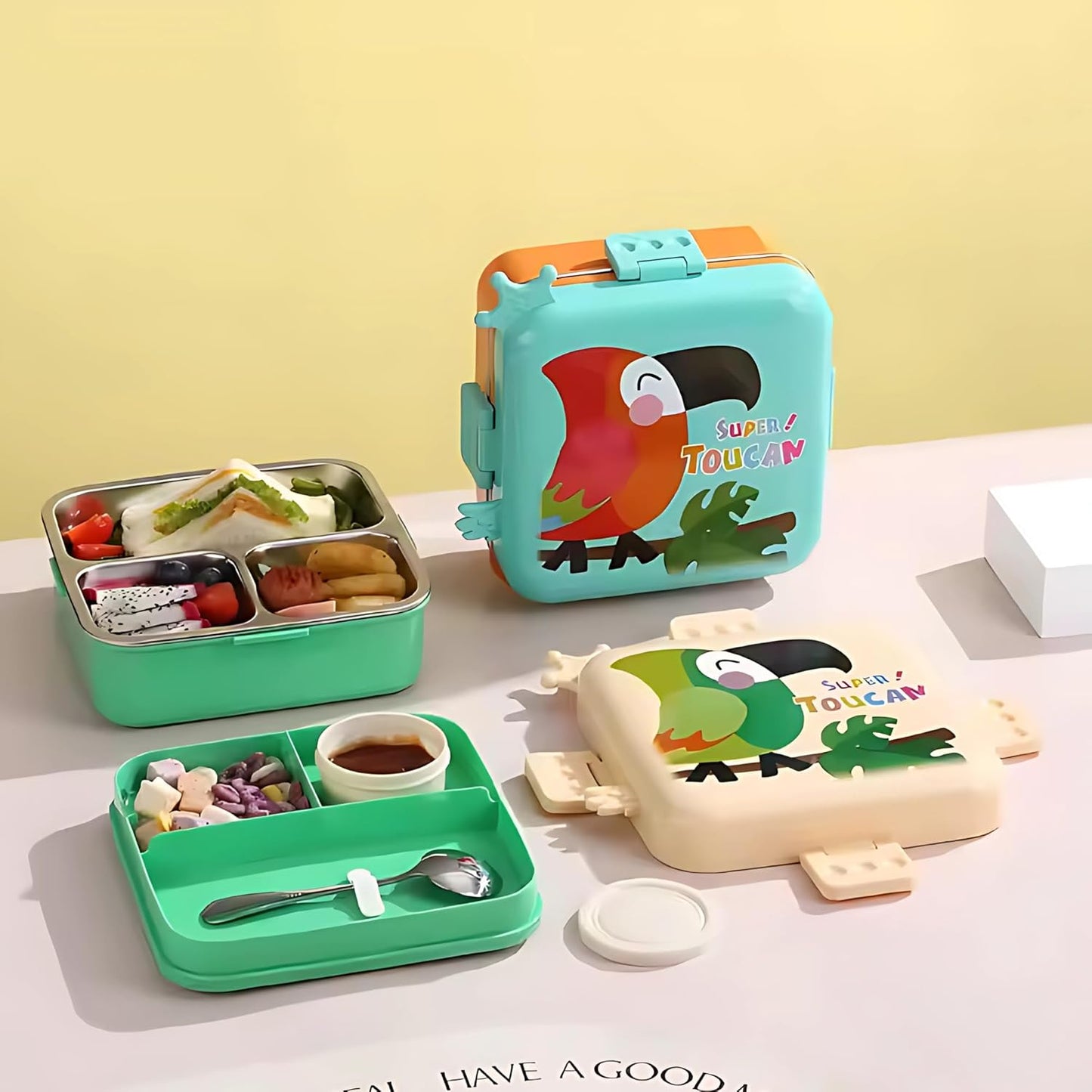 Kids Insulated Stainless Steel Double Decker Leakproof Bento Lunch Box