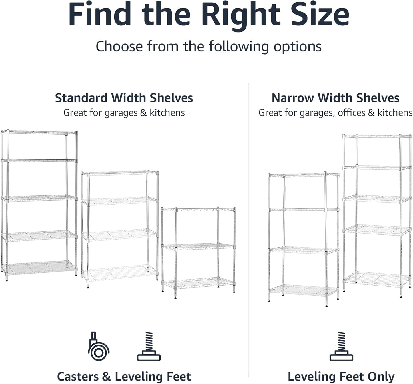 5-Shelf Storage Unit With Height Adjustable Shelves and Levelling Feet, 795 kg Max Weight, Black, 35.6 D x 91.4 W x 182.9 H cm