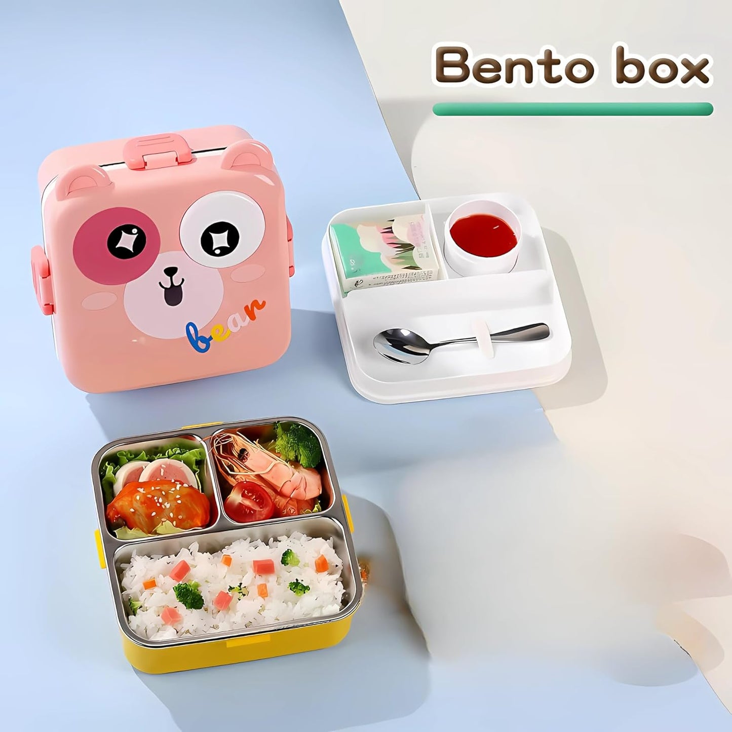 Kids Insulated Stainless Steel Double Decker Leakproof Bento Lunch Box