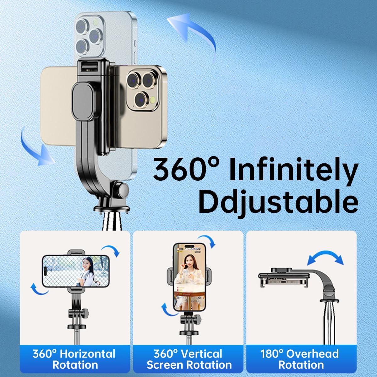 ECVV 170cm Phone Selfie Stick Tripod with Remote Control Portable Rotate Phone Holder Extendable Tripod Stand Compatible with iPhone Android Smartphone