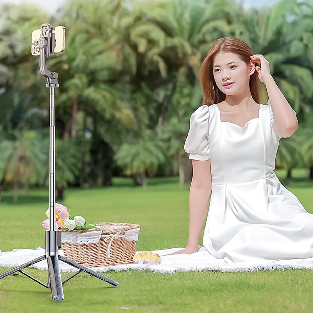 ECVV 170cm Phone Selfie Stick Tripod with Remote Control Portable Rotate Phone Holder Extendable Tripod Stand Compatible with iPhone Android Smartphone