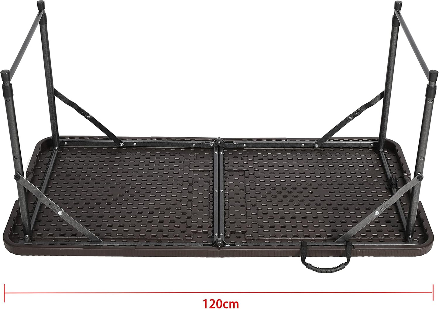 LANNY Portable Plastic Folding Table SZK120 Wood Design 120 * 60 cm for 4-6 person Party/Picnic/Garden/Dining/Kitchen/Buffee/Restaurant (brown2)