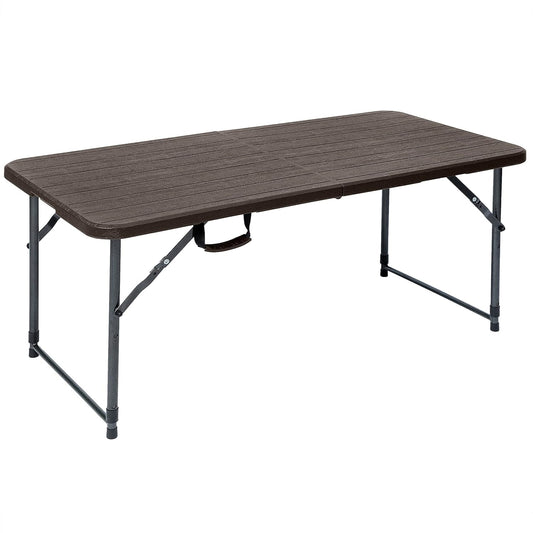 LANNY Portable Plastic Folding Table SZK120 Wood Design 120 * 60 cm for 4-6 person Party/Picnic/Garden/Dining/Kitchen/Buffee/Restaurant (brown2)