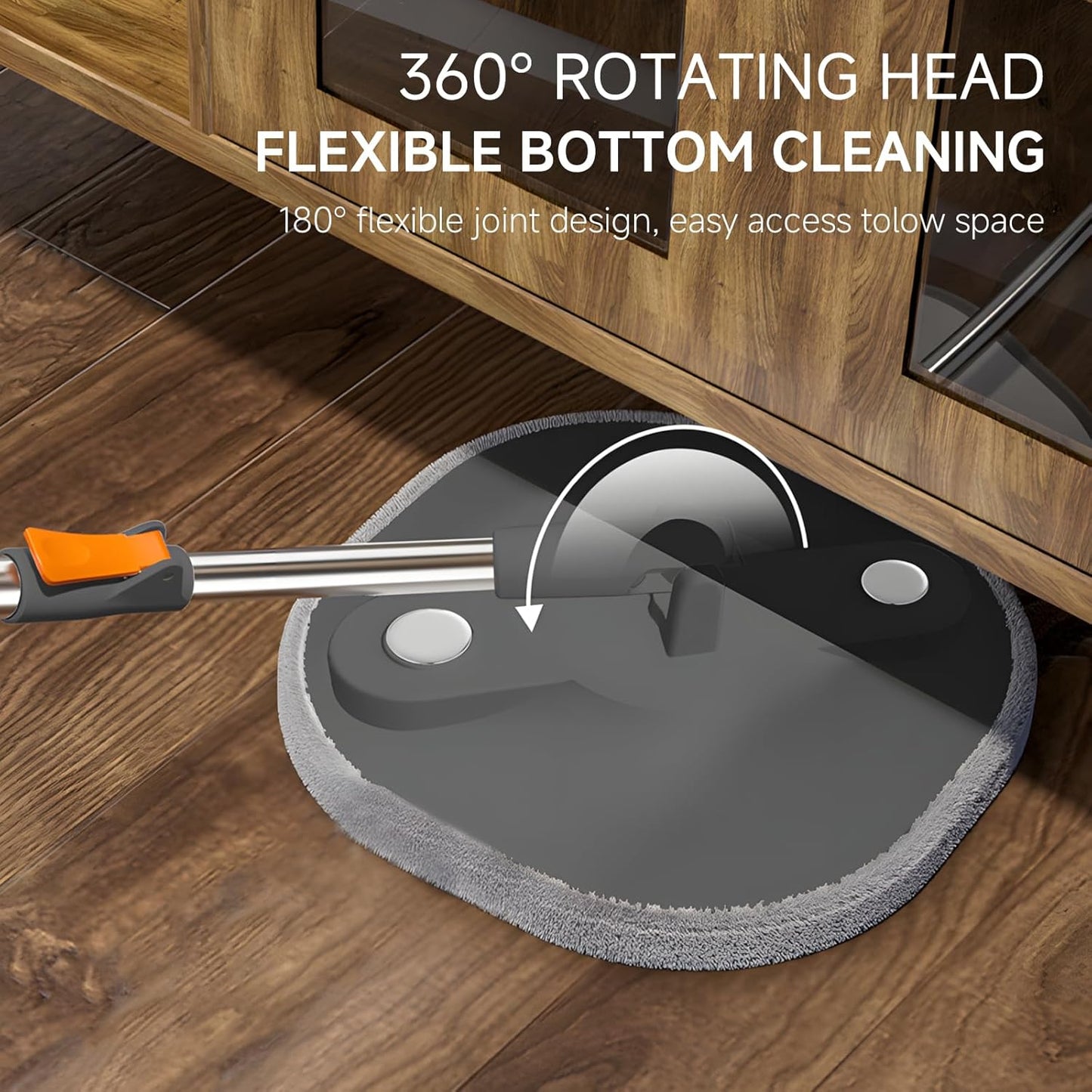 Spin Mop Set with Self Separating Sewage And Clean Water System, 360 ° Rotating Bucket Set Adjustable Versatile Handle Equipped With 2replacement Washable Microfiber Mop Head