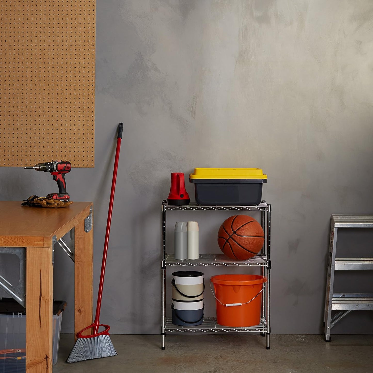 5-Shelf Storage Unit With Height Adjustable Shelves and Levelling Feet, 795 kg Max Weight, Black, 35.6 D x 91.4 W x 182.9 H cm