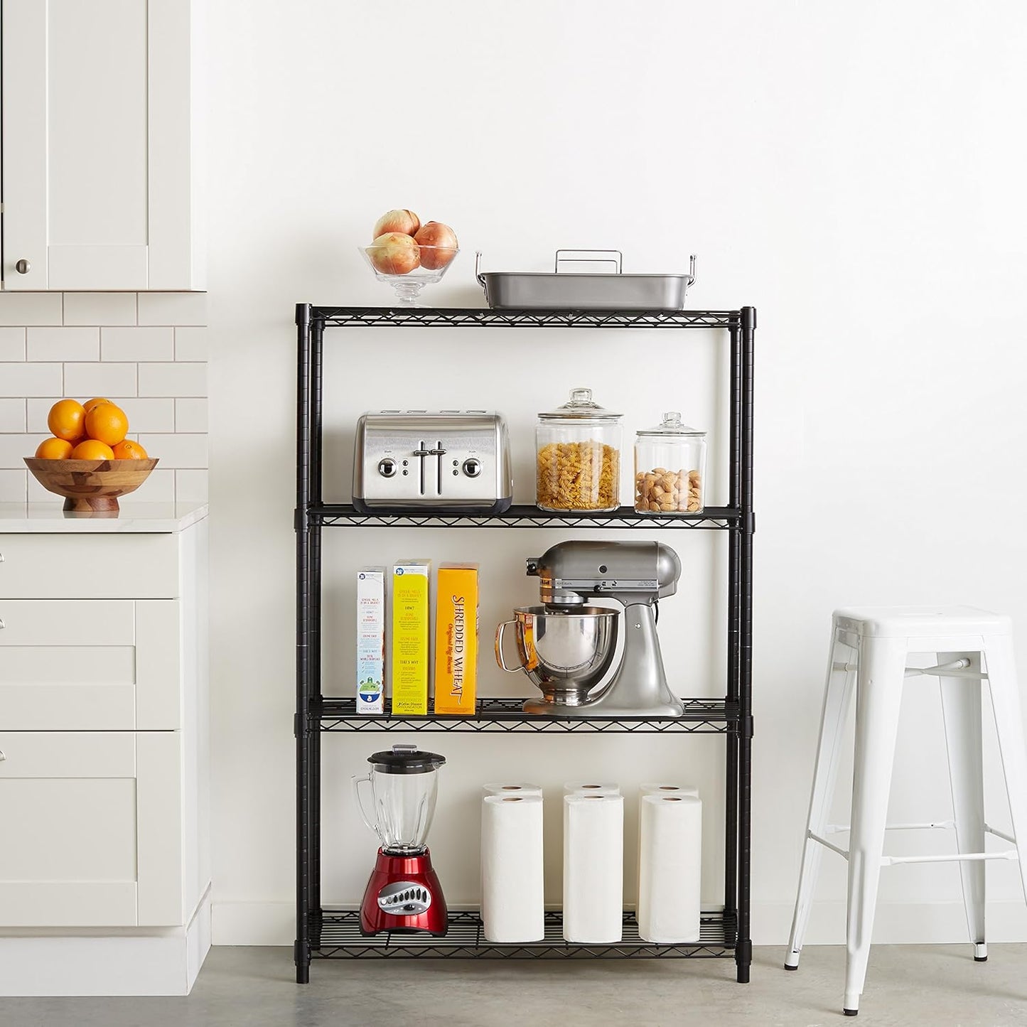 5-Shelf Storage Unit With Height Adjustable Shelves and Levelling Feet, 795 kg Max Weight, Black, 35.6 D x 91.4 W x 182.9 H cm