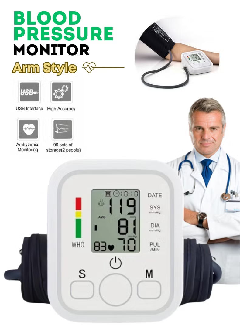 Automatic Blood Pressure Monitor | LCD Display & Voice Function – Precise, User-Friendly