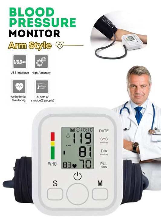 Automatic Blood Pressure Monitor | LCD Display & Voice Function – Precise, User-Friendly