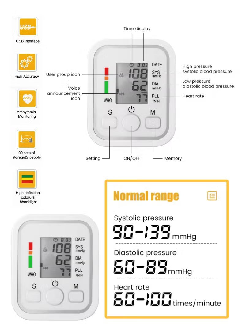 Automatic Blood Pressure Monitor | LCD Display & Voice Function – Precise, User-Friendly